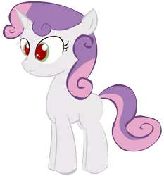 Size: 1003x1075 | Tagged: safe, artist:trolllightsparkle, derpibooru import, sweetie belle, pony, robot, unicorn, blank flank, female, filly, foal, hooves, horn, red eyes, simple background, smiling, solo, sweetie bot, transparent background