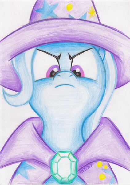 Size: 1024x1451 | Tagged: safe, artist:arxuicy, derpibooru import, trixie, pony, unicorn, female, mare, solo