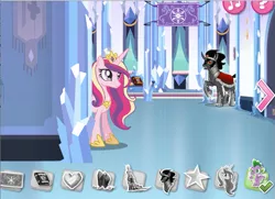 Size: 655x473 | Tagged: book, castle, crystal, crystal empire, crystal heart, derpibooru import, game, king sombra, official, princess cadance, safe, spike