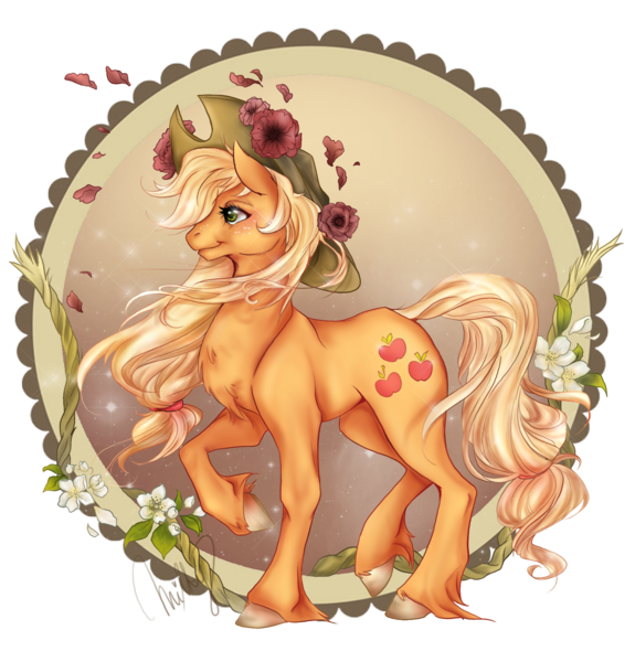 Size: 1571x1639 | Tagged: safe, artist:cigarscigarettes, derpibooru import, part of a set, applejack, earth pony, pony, chest fluff, female, flower, hoers, mare, realistic, realistic anatomy, simple background, solo, transparent background, unshorn fetlocks