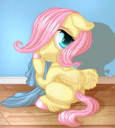 Size: 756x838 | Tagged: safe, artist:kittehkatbar, derpibooru import, fluttershy, pegasus, pony, blank flank, blanket, colored hooves, female, filly, filly fluttershy, floppy ears, looking at you, solo, spread wings, unshorn fetlocks, wings, younger
