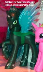 Size: 430x716 | Tagged: butthurt, complaining, complaint, g4, holes, princess cadance, quality, queen chrysalis, safe, shoes, sticker, text, toy, why hasbro why