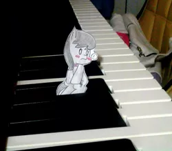 Size: 604x529 | Tagged: artist:danadyu, derpibooru import, octavia melody, paper child, photo, piano, safe