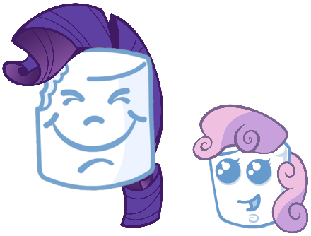 Size: 440x334 | Tagged: bite mark, derpibooru import, fluffy puff marshmallows, homestar runner, literal, marshie, marshmallow, nibbling, rarity, rarity is a marshmallow, safe, sweetie belle, sweetie belle is a marshmallow too