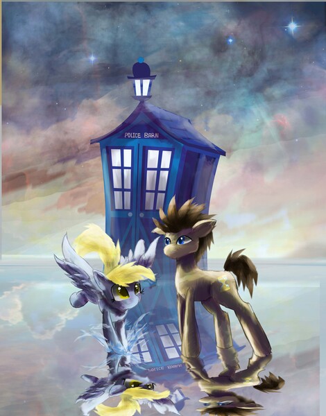 Safe Artist Owlvortex Derpibooru Import Derpy Hooves Doctor Whooves Time Turner