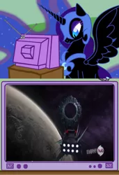 Size: 820x1201 | Tagged: derpibooru import, exploitable meme, hub logo, moon, nightmare moon, safe, space bridge, the nemesis, transformers, transformers prime, tv meme