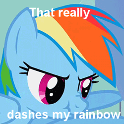 Size: 350x350 | Tagged: angry, animated, arial, derpibooru import, gif, implied lightning dust, jimmies, meme, pouting, rainbow dash, safe, scrunchbow dash, scrunchy face, solo, text, triggered, vibrating