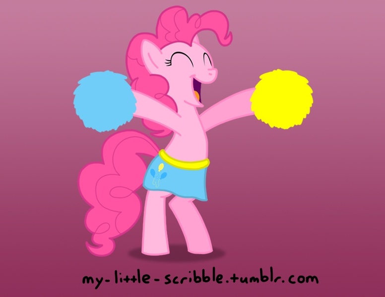 Size: 792x612 | Tagged: safe, artist:scribble, derpibooru import, pinkie pie, pony, 30 minute art challenge, bipedal, cheerleader, solo