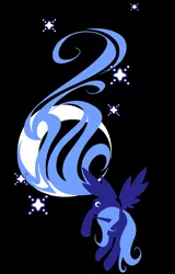 Size: 863x1350 | Tagged: safe, artist:bamboodog, derpibooru import, princess luna, alicorn, pony, black background, crescent moon, cutie mark, female, hooves, horn, iphone wallpaper, lineless, mare, minimalist, moon, s1 luna, simple background, solo, spread wings, wings