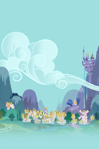 Size: 320x480 | Tagged: canterlot, derpibooru import, iphone wallpaper, ponyville, safe, scenery, screencap, watermill, windmill