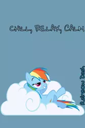 Size: 640x960 | Tagged: chill, cloud, derpibooru import, iphone wallpaper, rainbow dash, relaxing, safe, text