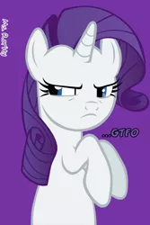 Size: 640x960 | Tagged: derpibooru import, gtfo, iphone wallpaper, rarity, safe, text