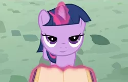 Size: 546x352 | Tagged: a canterlot wedding, bedroom eyes, book, derpibooru import, edit, edited screencap, female, filly, filly twilight sparkle, inverted mouth, looking at you, safe, screencap, solo, twilight sparkle, younger