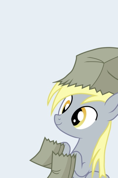 Size: 640x960 | Tagged: safe, derpibooru import, derpy hooves, pegasus, pony, female, iphone wallpaper, mare, nightmare night, paper bag, paper bag wizard, simple background, solo