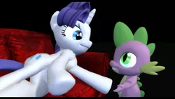 Size: 1920x1080 | Tagged: dead source, safe, artist:dakkiller, derpibooru import, rarity, spike, 3d, couch, female, gmod, male, shipping, sparity, straight