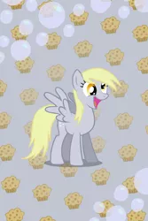 Size: 640x960 | Tagged: safe, artist:noxwyll, artist:t-dijk, derpibooru import, derpy hooves, pegasus, pony, female, happy, iphone wallpaper, mare, muffin, solo, vector