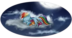 Size: 2484x1328 | Tagged: artist:tiffanymarsou, cloud, derpibooru import, moon, on a cloud, rainbow dash, safe, scootaloo, scootalove, sleeping, wing blanket