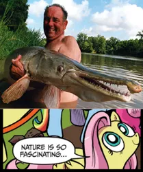 Size: 395x472 | Tagged: alligator gar, derpibooru import, exploitable meme, fish, fluttershy, gar, idw, meme, nature is so fascinating, safe