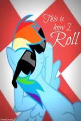 Size: 640x960 | Tagged: artist:ilovetamaki, checkered background, derpibooru import, how i roll, iphone wallpaper, rainbow dash, safe, sunglasses