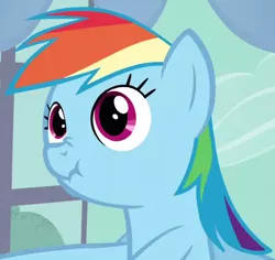 Size: 642x607 | Tagged: safe, derpibooru import, screencap, rainbow dash, pony, spike at your service, female, mare, scrunchbow dash, scrunchy face, solo
