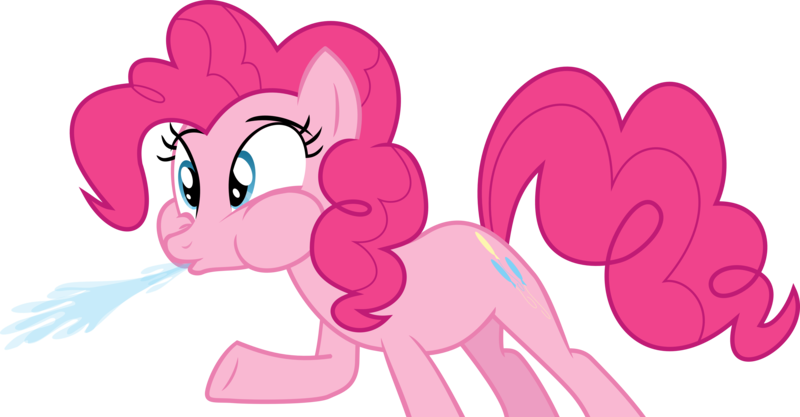 Size: 6000x3130 | Tagged: safe, artist:masem, derpibooru import, pinkie pie, earth pony, pony, absurd resolution, simple background, solo, spit take, transparent background, underhoof, vector