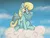 Size: 4000x3000 | Tagged: safe, artist:pirill, derpibooru import, sassaflash, pegasus, pony, 30 minute art challenge, biting, cloud, cloudy, cute, ear fluff, female, image, mare, on a cloud, png, preening, raised hoof, sitting, sitting on cloud, sky, smiling, solo, wing bite, wing fluff