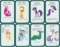 Size: 3080x2384 | Tagged: dead source, safe, artist:kdogfour, derpibooru import, applejack, crackle, fluttershy, pinkie pie, princess celestia, rainbow dash, rarity, twilight sparkle, alicorn, dragon, earth pony, pegasus, pony, unicorn, comic sans, munchkin