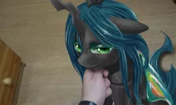 Size: 1500x902 | Tagged: artist:mrs1989, changeling, changeling queen, cute, cutealis, derpibooru import, female, human, irl, looking at you, photo, ponies in real life, pov, queen chrysalis, safe, smiling