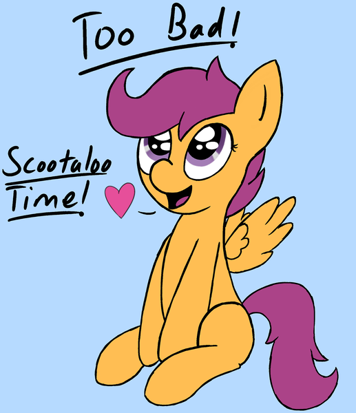 Size: 1280x1486 | Tagged: artist:kasai-razebolt, derpibooru import, it was me, safe, scootaloo, solo, waluigi time