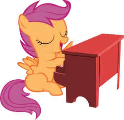 Size: 4056x3911 | Tagged: artist:deadparrot22, derpibooru import, eyes closed, piano, safe, scootaloo, simple background, solo, the show stoppers, transparent background, vector