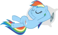 Size: 5265x3145 | Tagged: artist:waranto, derpibooru import, may the best pet win, pillow, rainbow dash, safe, simple background, sleeping, transparent background, vector