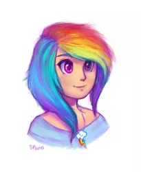 Size: 450x550 | Tagged: artist:residentfrankenstein, derpibooru import, head, humanized, necklace, portrait, rainbow dash, safe, solo