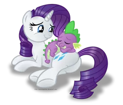 Size: 1024x872 | Tagged: safe, artist:aleximusprime, derpibooru import, rarity, spike, female, interspecies, male, plot, shipping, simple background, sleeping, sparity, straight, transparent background