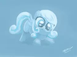 Size: 2000x1478 | Tagged: safe, artist:assasinmonkey, derpibooru import, oc, oc:snowdrop, unofficial characters only, pegasus, pony, blue background, female, filly, simple background, snow, snowflake, solo