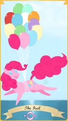 Size: 450x800 | Tagged: artist:malrai, balloon, derpibooru import, pinkie pie, safe, tarot card, then watch her balloons lift her up to the sky