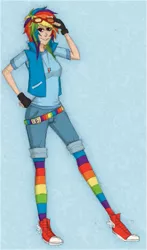 Size: 445x758 | Tagged: artist:mara-ra-ra, converse, derpibooru import, humanized, rainbow dash, safe, shoes of hermes, solo