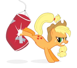 Size: 5000x4438 | Tagged: absurd resolution, applejack, artist:ahumeniy, bucking, derpibooru import, punching bag, safe, simple background, transparent background, vector