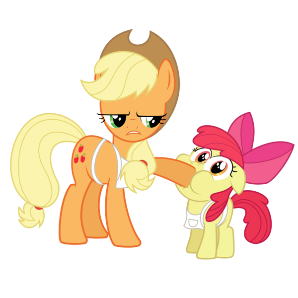 Size: 3999x3999 | Tagged: apple bloom, applejack, apron, artist:lixr, clothes, derpibooru import, safe, simple background, transparent background, vector