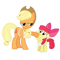 Size: 3999x3999 | Tagged: apple bloom, applejack, apron, artist:lixr, clothes, derpibooru import, safe, simple background, transparent background, vector