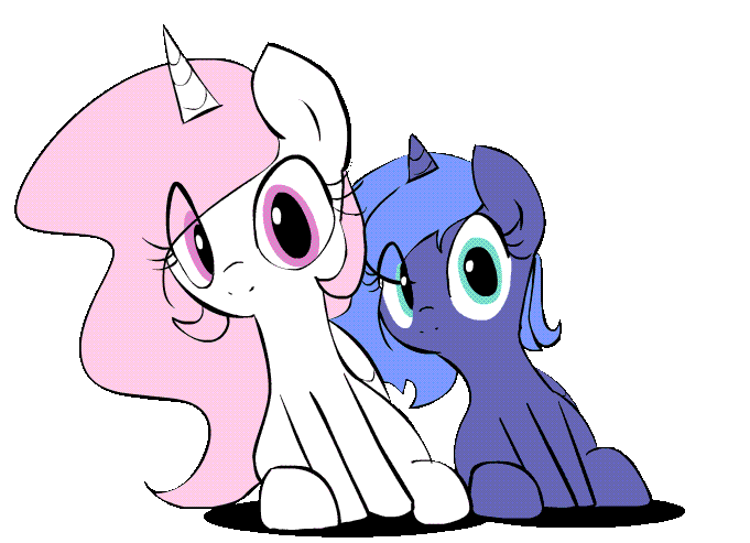 Size: 681x493 | Tagged: dead source, safe, artist:zev, derpibooru import, princess celestia, princess luna, alicorn, pony, animated, cewestia, cute, cutelestia, female, filly, grassland dance, hnnng, looking at you, lunabetes, pink-mane celestia, simple background, sitting, smiling, style emulation, super mario bros., super mario bros. 3, sweet dreams fuel, they're watching you, transparent background, weapons-grade cute, woona