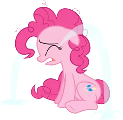 Size: 4082x4000 | Tagged: safe, artist:stardustxiii, derpibooru import, pinkie pie, earth pony, pony, baby cakes, crying, floppy ears, messy mane, ocular gushers, pinkie cry, sad, simple background, sitting, solo, transparent background, vector