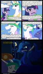 Size: 800x1360 | Tagged: artist:cartoonlion, comic, derpibooru import, imminent death, imminent murder, knife, murder, princess celestia, princess luna, s1 luna, safe, this will end in jail time, this will end in tears and/or death, twilight sparkle