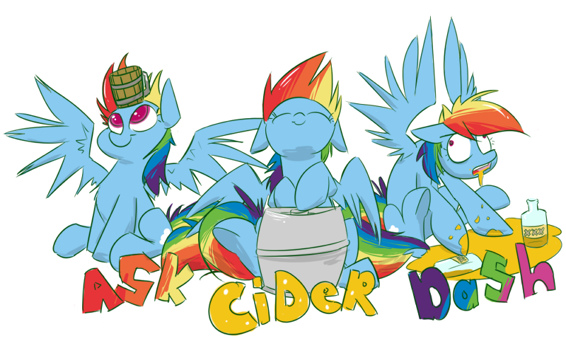 Size: 800x482 | Tagged: artist:cider, ask cider dash, cider, cider dash, derpibooru import, drunker dash, rainbow dash, safe