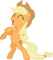 Size: 900x1028 | Tagged: applejack, artist:patec, bipedal, cheering, derpibooru import, eyes closed, rearing, safe, simple background, solo, swarm of the century, transparent background, vector