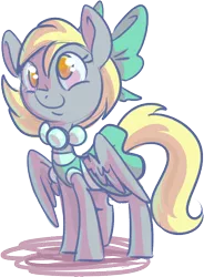 Size: 504x684 | Tagged: safe, artist:ponygoggles, derpibooru import, derpy hooves, pegasus, pony, bow, clothes, necklace, pearl, solo