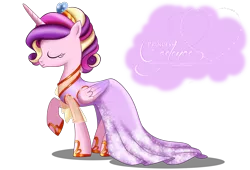 Size: 1700x1158 | Tagged: safe, artist:tiffanymarsou, derpibooru import, princess cadance, alicorn, pony, clothes, dress, gala dress, solo