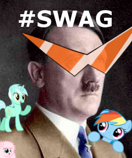 Size: 260x312 | Tagged: adolf hitler, derpibooru import, fluffy, hashtag, kamina, kamina sunglasses, lyra heartstrings, oc, oc:fluffle puff, rainbow dash, safe, sunglasses, swag, tengen toppa gurren lagann