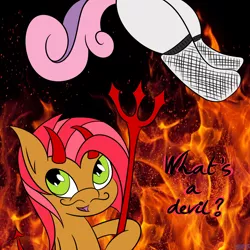 Size: 2000x2000 | Tagged: artist:nlgma, babs seed, derpibooru import, devil, hell, meanie belle, meaniebelle, safe, sweetie belle