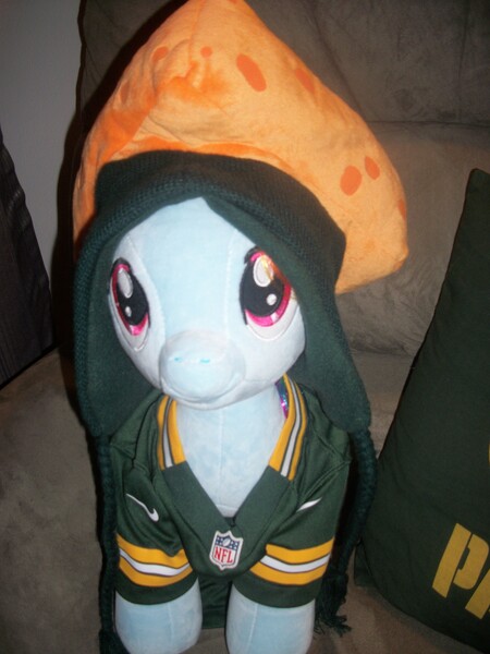 Size: 3000x4000 | Tagged: akmane, american football, build-a-bear, cheese, cheesehead, clothes, derpibooru import, green bay packers, jersey, jones, nfl, nike, rainbow dash, safe, wisconsin