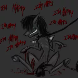 Size: 750x750 | Tagged: blood, collar, crying, doctor whooves, emaciated, grimdark, lacerations, leash, oc, self harm, skinny, starvation, time turner, tumblr, zerum whooves